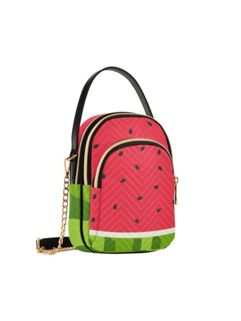Small Quilted Crossbody Bag Polyester Watermelon Fruits Detachable Chain